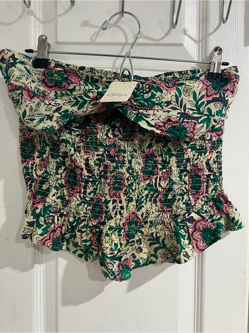 Floral Smocked Tube top — Green & Pink